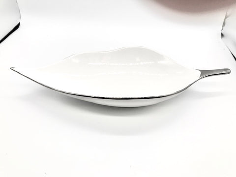Leaf Dish White and Silver