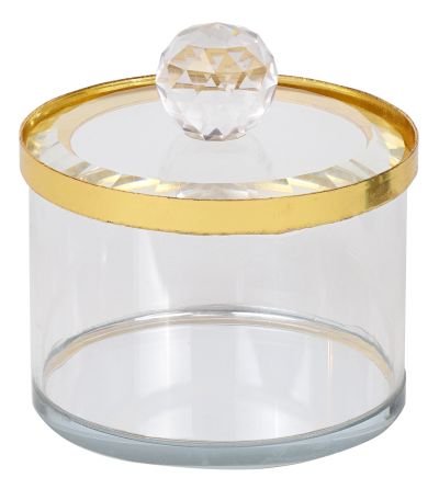 honey dish crystal top small(gold rim)