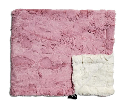 plush blanket mauve/white