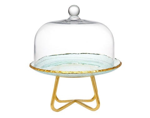 Cake Dome Glass Gold 13" + Drink + Truffle Box