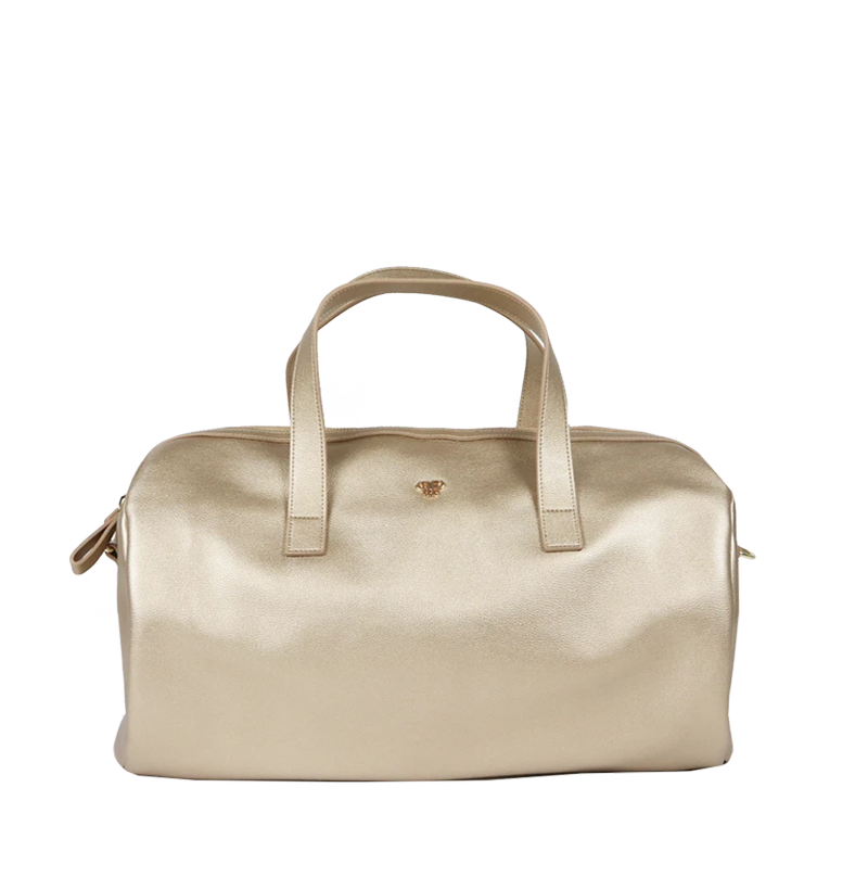 Faux leather gold duffle