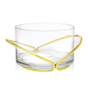 Glass Salad Bowl on Gold Stand