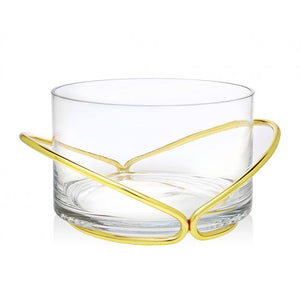 Glass Salad Bowl on Gold Stand