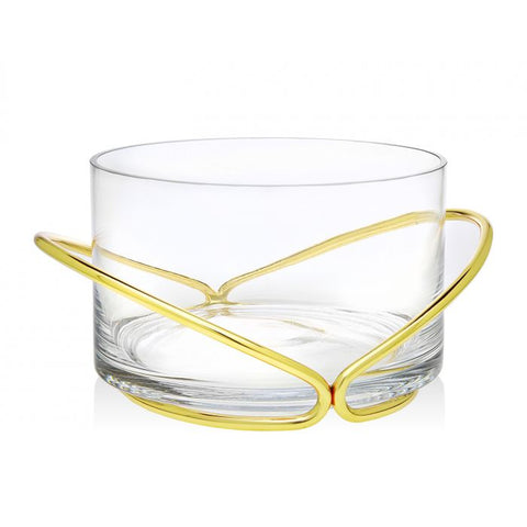 Glass Salad Bowl on Gold Stand