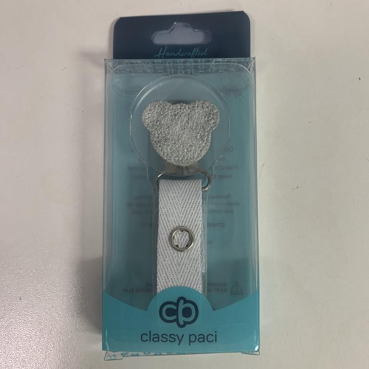 Sparkle Silver Teddy Paci Clip
