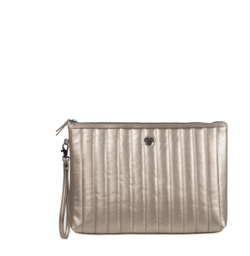 wristlet pewter faux leather