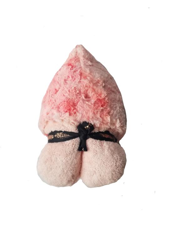 plush hooded towel coral