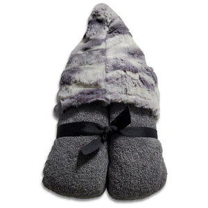 plush hooded towel grey marble