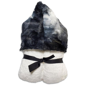plush hooded towel sorbet black and white